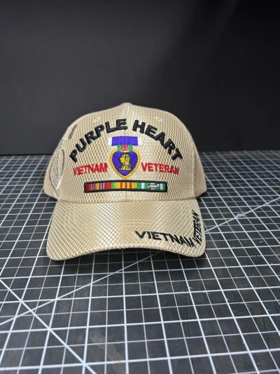 Cap with Purple Heart Vietnam Veteran design.