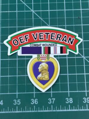 OEF Veteran badge with Purple Heart design.