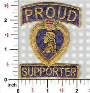 Purple Heart Proud Supporter patch with ruler.