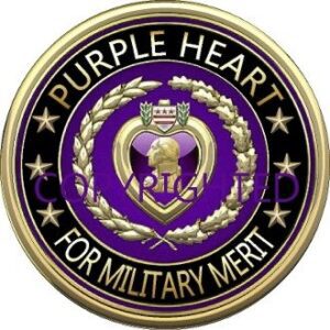 Purple Heart medal for military merit.