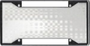 Blank license plate frame, black border.