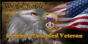 Eagle with Purple Heart and American flag.