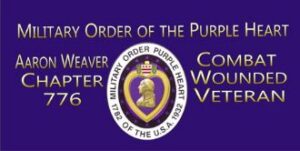 Purple Heart military order emblem and text.
