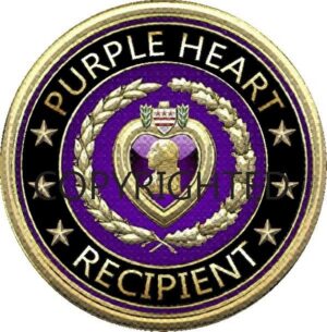 Purple Heart Recipient medal design with laurel.