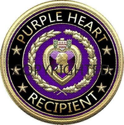 Purple Heart Recipient medal design with laurel.