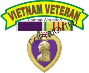 Vietnam Veteran badge with Purple Heart emblem.
