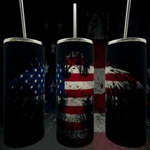 Tumblers with American flag designs.