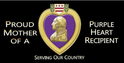 Purple Heart recipient proud mother badge.