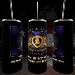 Purple Heart Vietnam Veteran tumbler design trio.