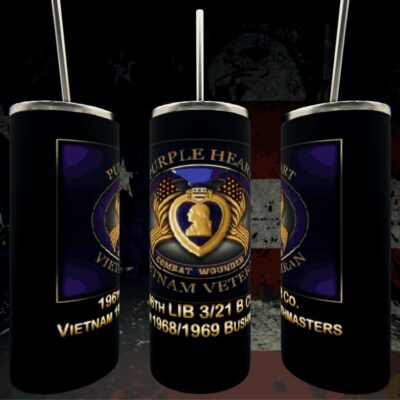 Purple Heart Vietnam Veteran tumbler design trio.
