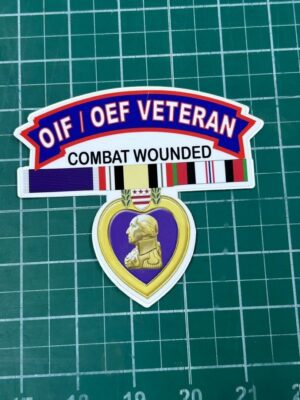 OIF/OEF Veteran sticker with Purple Heart.
