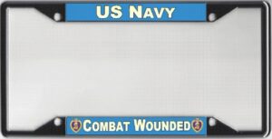 US Navy combat wounded license plate frame.