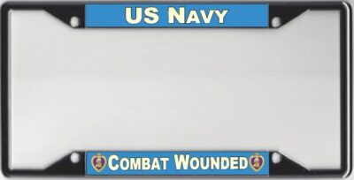 US Navy combat wounded license plate frame.