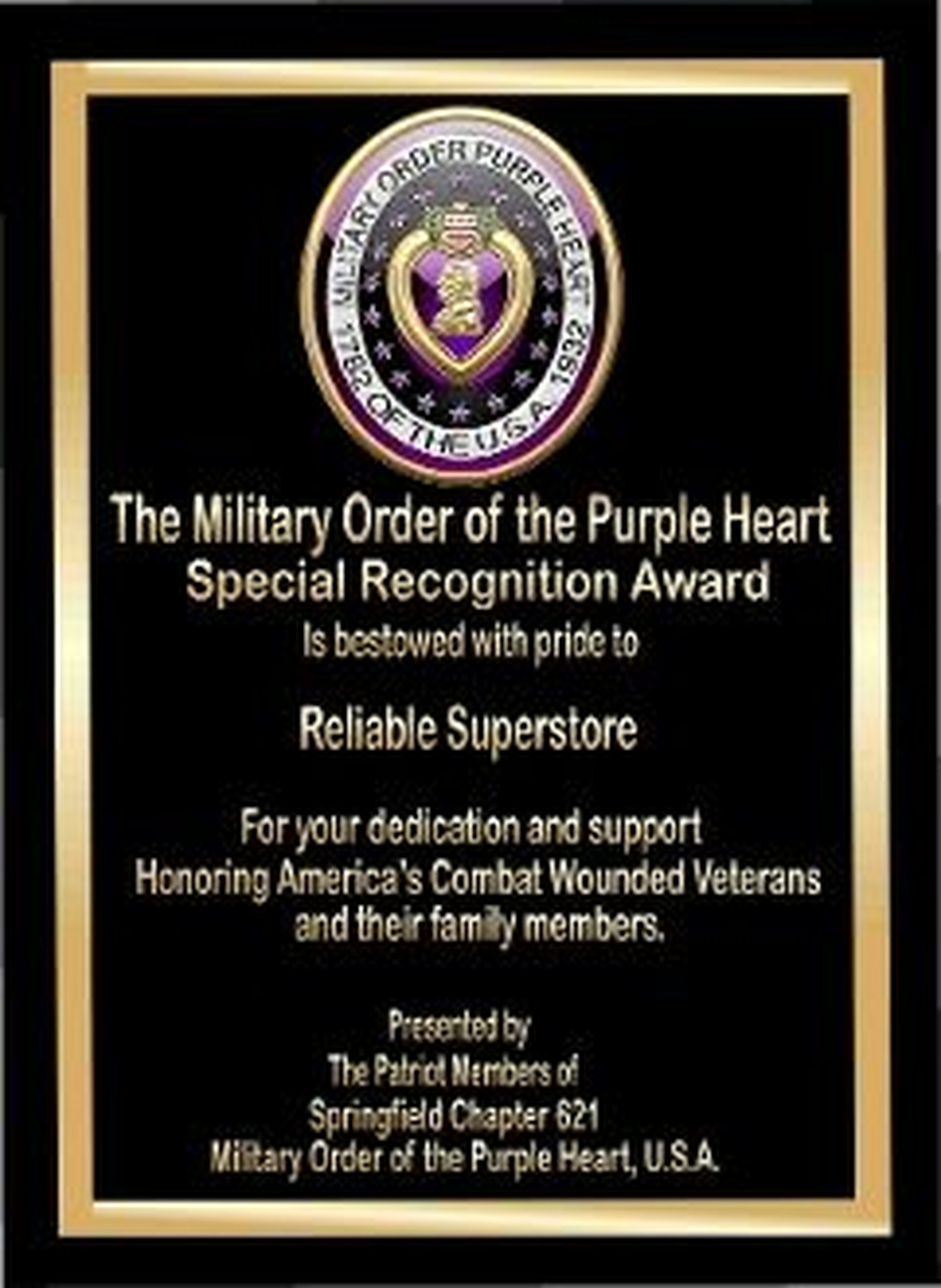 3D National Logo Gold Trim Plaque