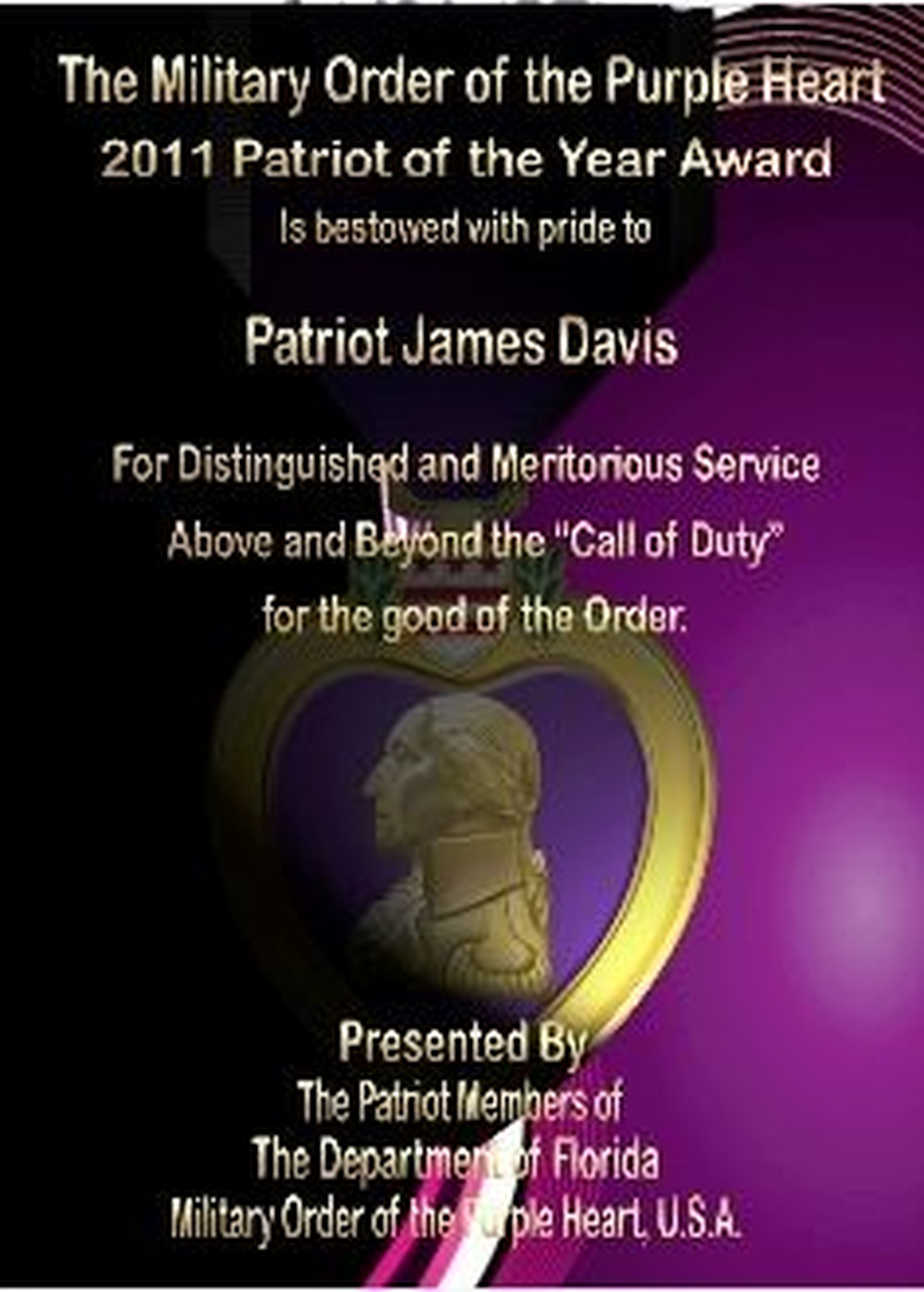 Purple Swirl Purple Heart Award Plaques