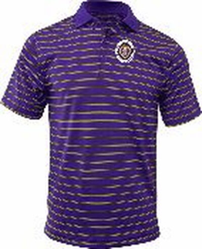 Purple/Gold Poly Stripped Polo (22 Designs)