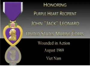 Purple Heart honoring John Leonard, U.S. Marine.