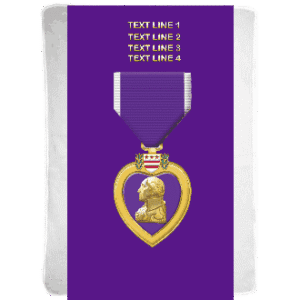Purple Heart medal on purple background.