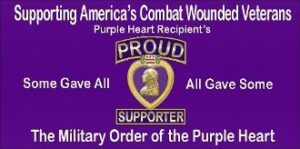 Purple Heart support for wounded veterans banner.