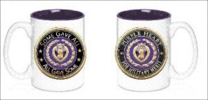 Two mugs with Purple Heart design.