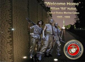 Vietnam War Memorial with Marine Corps emblem.