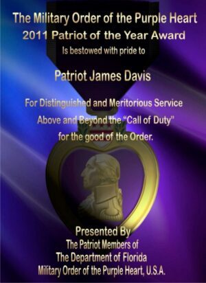 Patriot of the Year Award certificate.