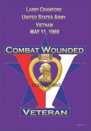 Purple Heart medal with veteran's details.