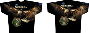 Eagle and emblem on veteran T-shirt design.