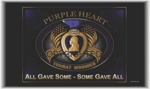 Purple Heart emblem with commemorative text.