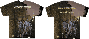 T-shirts honoring Vietnam veterans memorial.