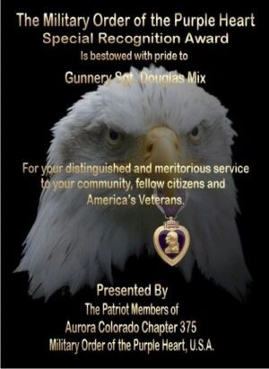 Eagle with Purple Heart award text.