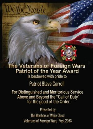 Eagle with Veterans of Foreign Wars award.