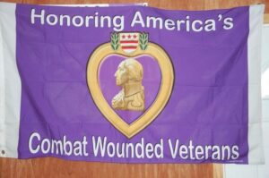 Purple Heart flag honoring wounded veterans.