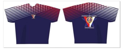Patriotic-themed combat wounded veteran shirts.