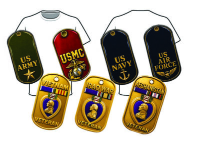 Crossed Dog Tags & Purple Heart — Campaign Choice T-Shirt (8 Colors)