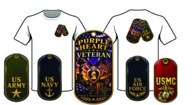 T Shirt Crossed Dog Tags Purple Heart