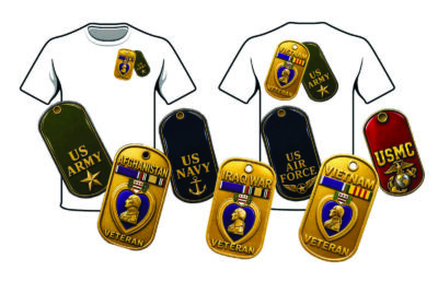 T Shirt Crossed Dog Tags War Fought Purple Heart