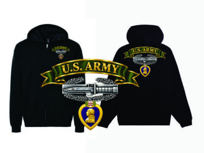 Purple Heart Hooded Full Zip Sweat Jacket-US Army CAB PH