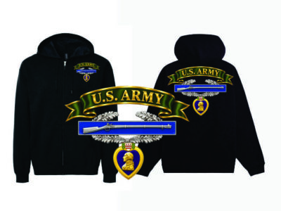 Purple Heart Hooded Full Zip Sweat Jacket-US Army CIB PH