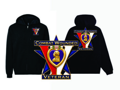 Purple Heart Hooded Full Zip Sweat Jacket-Combat Wounded Veteran