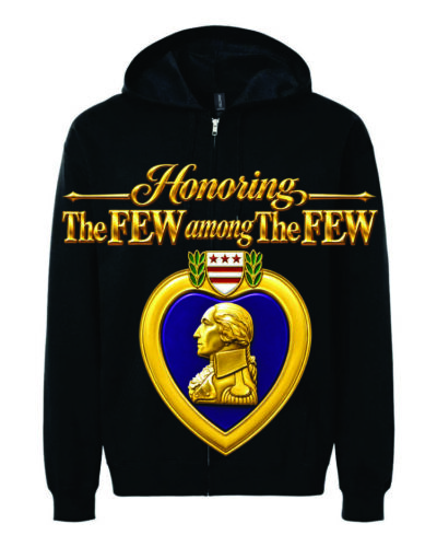 NEW Purple Heart Zippered Sweat Shirts Custom Printed