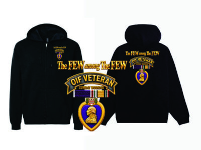 Purple Heart Hooded Full Zip Sweat Jacket-OIF Ribbon