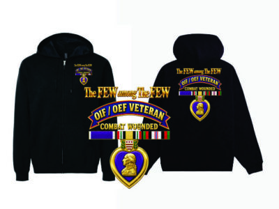 Purple Heart Hooded Full Zip Sweat Jacket-OIF/OEF Ribbon