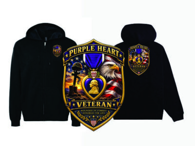 Purple Heart Hooded Full Zip Sweat Jacket-Purple Heart Veteran Shield