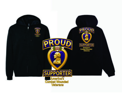 Purple Heart Hooded Full Zip Sweat Jacket-Proud Purple Heart Supporter