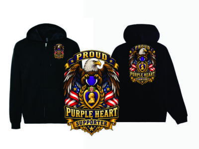 Purple Heart Hooded Full Zip Sweat Jacket-Proud Supporter Shield