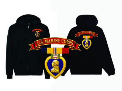 Marine Corps Combat Action Ribbon & Purple Heart Full-Zip Hooded Sweat Jacket