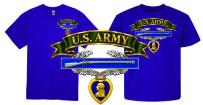 Army Combat Infantryman Badge & Purple Heart T-Shirt (8 Colors)