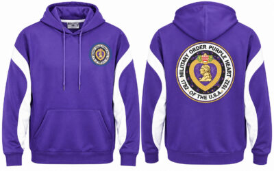 Purple & White Polyester Hooded Pullover Sweatshirt
