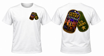 Crossed Dog Tags & Purple Heart T-Shirt (8 Colors)